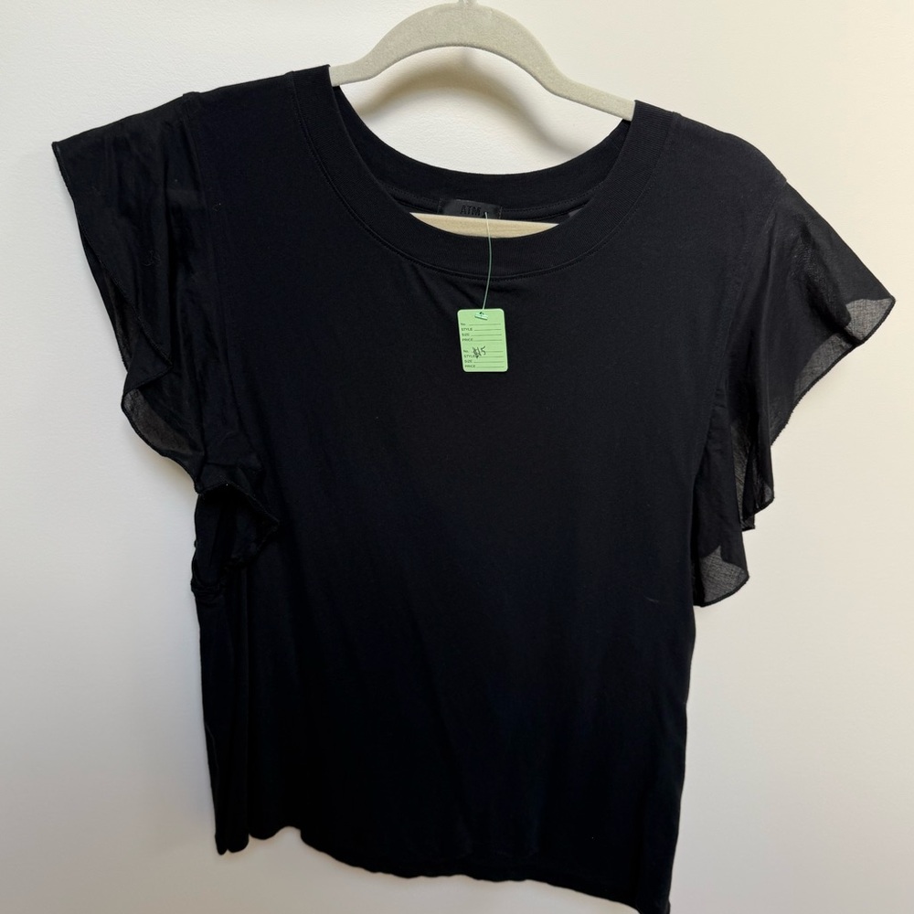 Mixed Media Fluted Sleeve Top